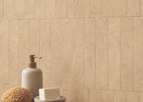 Circles oak 2×12 brick tile — client SKU